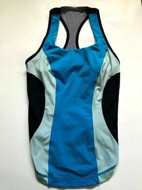 Lululemon Blue/White/Black Workout Tank Size 6 Small